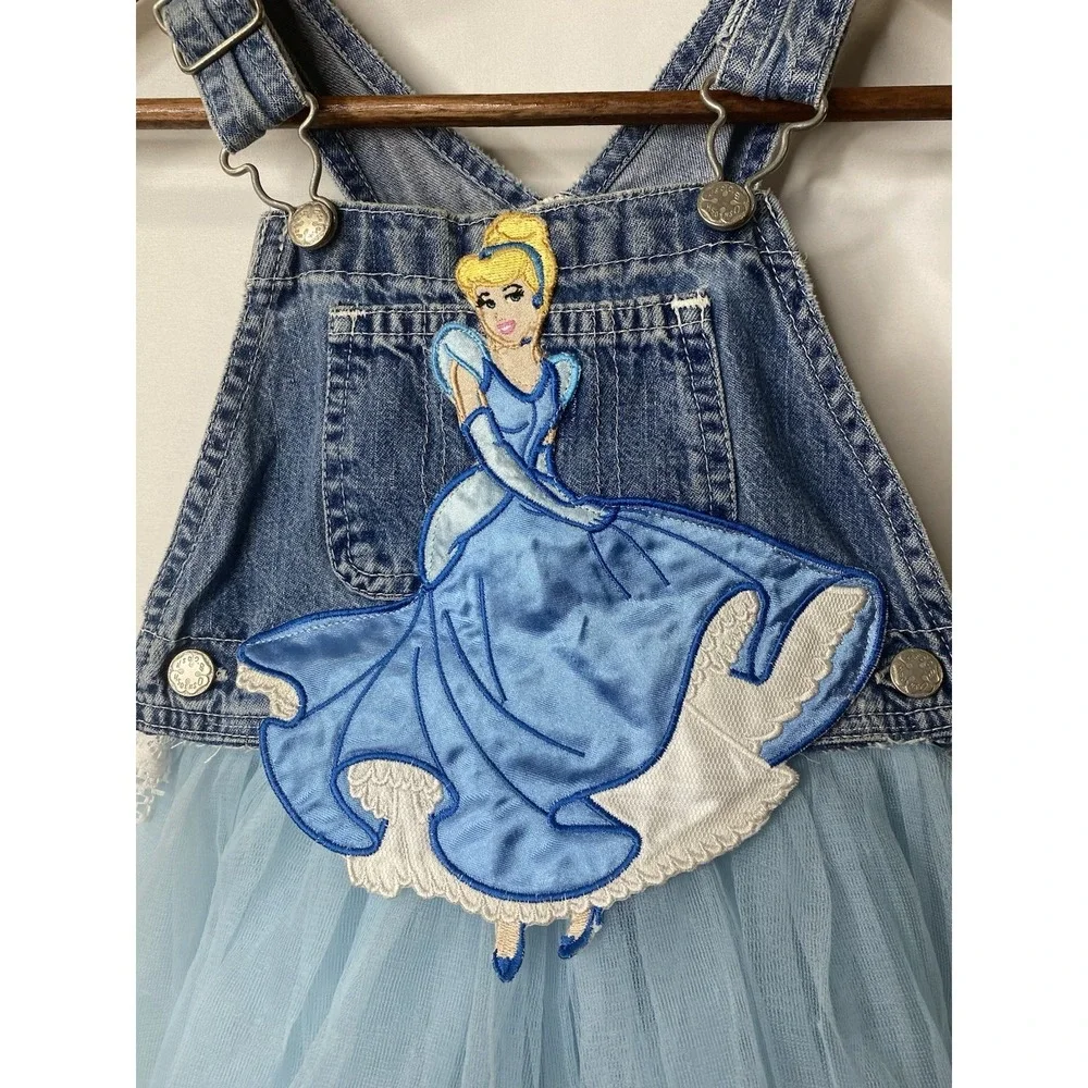 Upcycled Oshkosh B'Gosh Girls Dress Cinderella Ballet Tu Tu Overalls Disney Blue